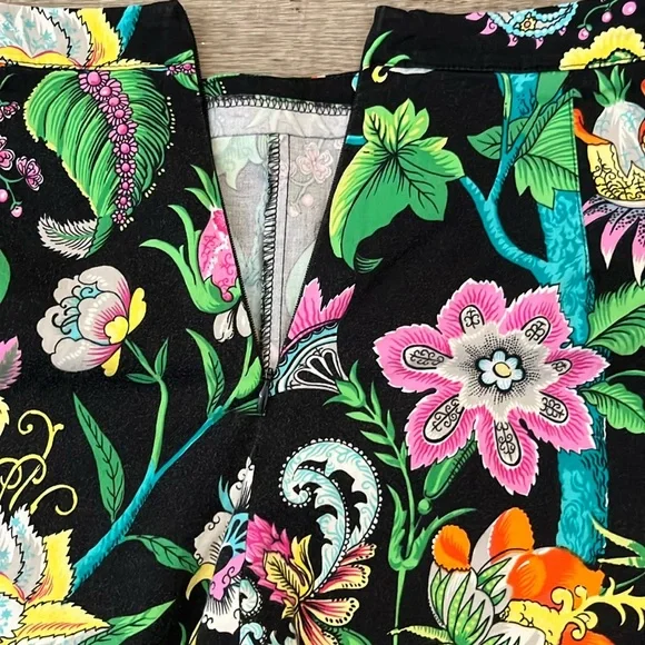 Vintage Staples Slacks Pants Black Vibrant Floral Print Size 6 - Picture 5 of 12